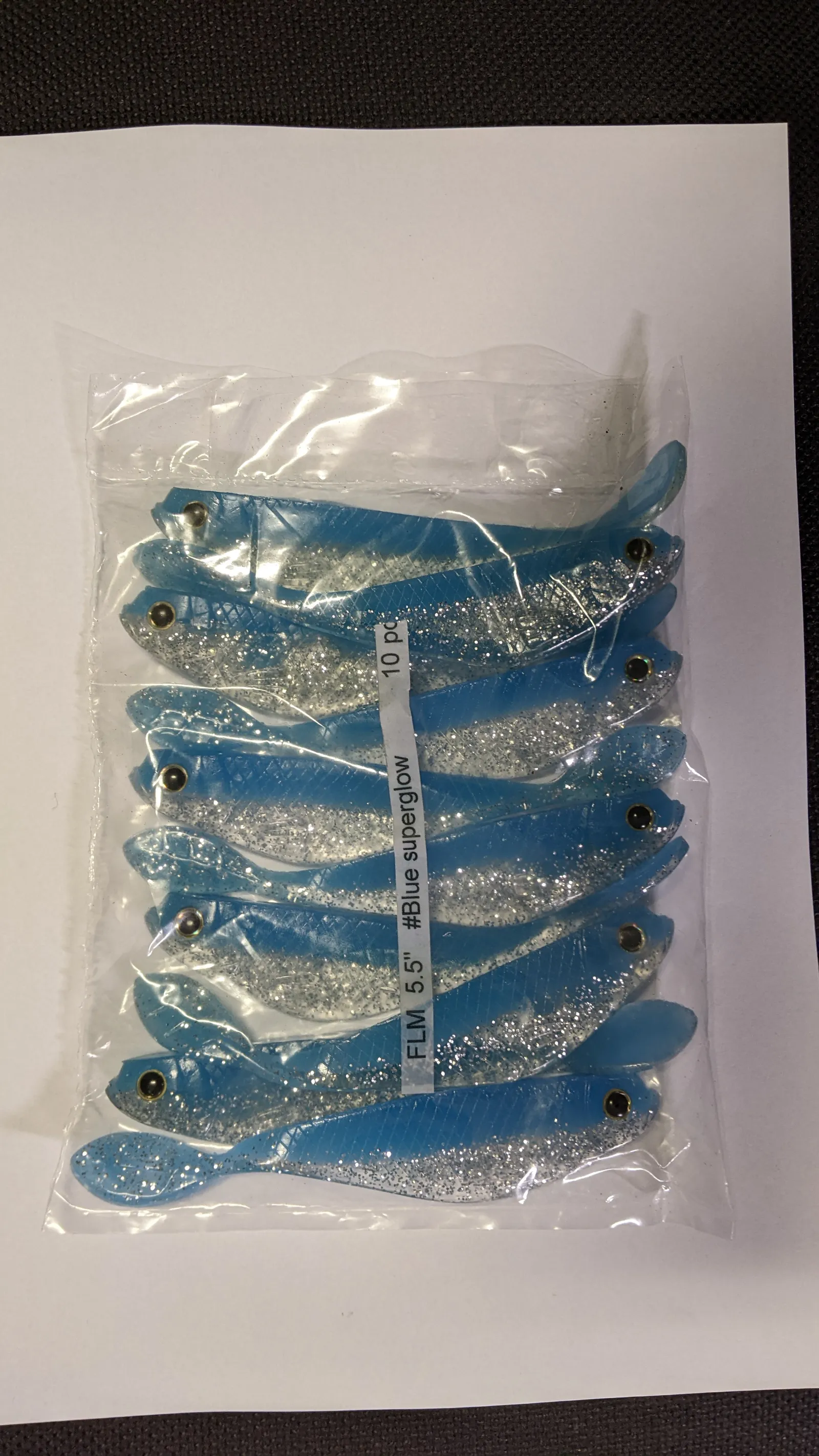 Jiggar FLM 5,5" Blue superglow, 10-pack
