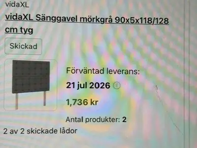 Sänggavel mörkgrå 90 cm